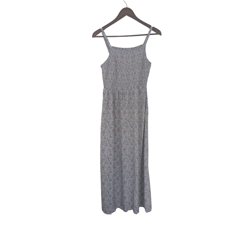 Old Navy Womens Floral Smocked Maxi Dress Blue Purple Rayon Size Small Boho